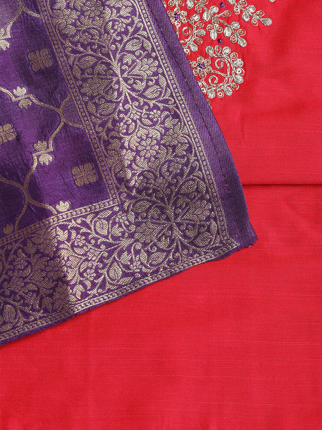 Embroidered Chanderi Unstitched Suit With Dupatta
