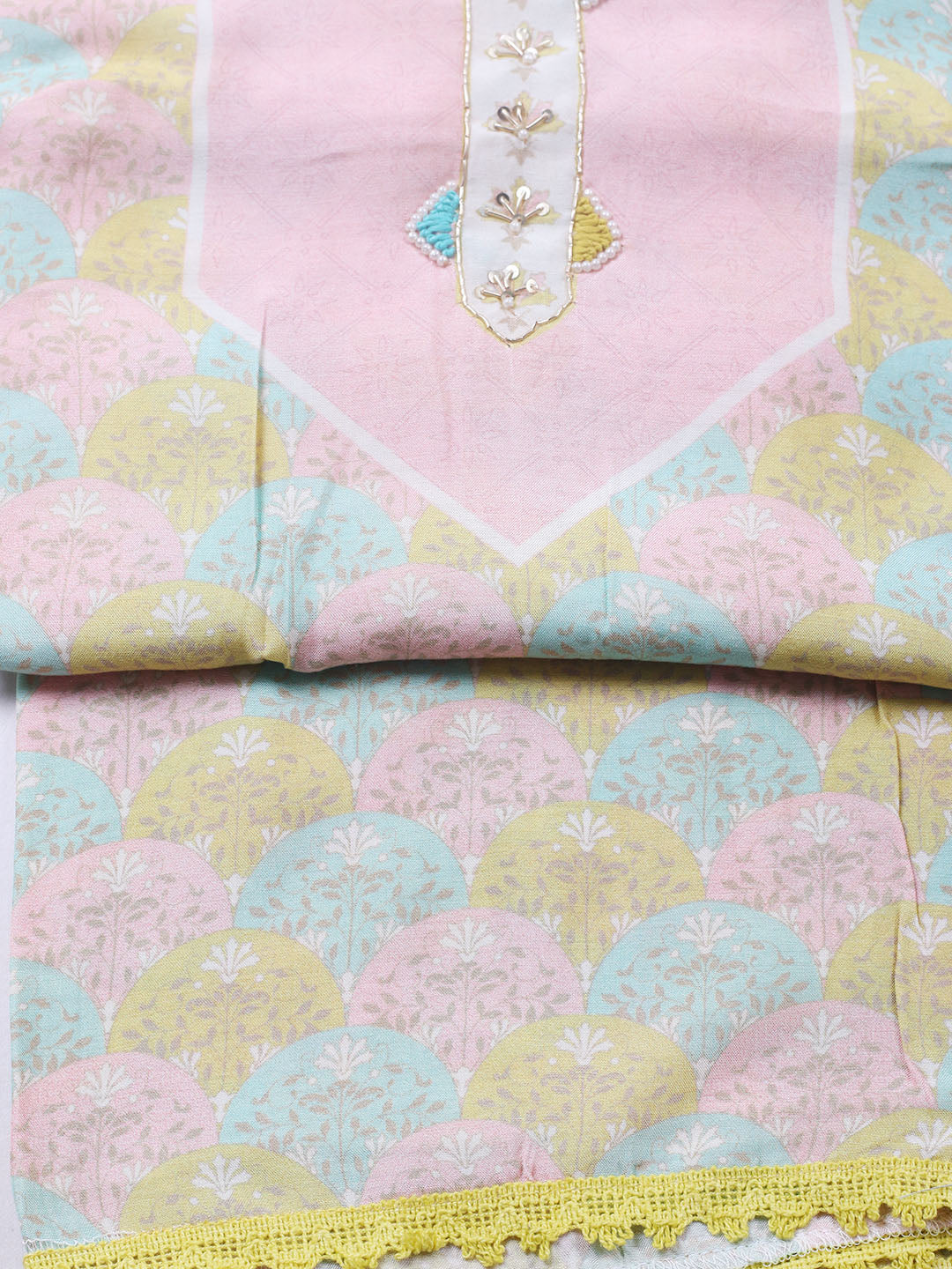 Printed Muslin Unstitched Suit With Pant &amp; Dupatta