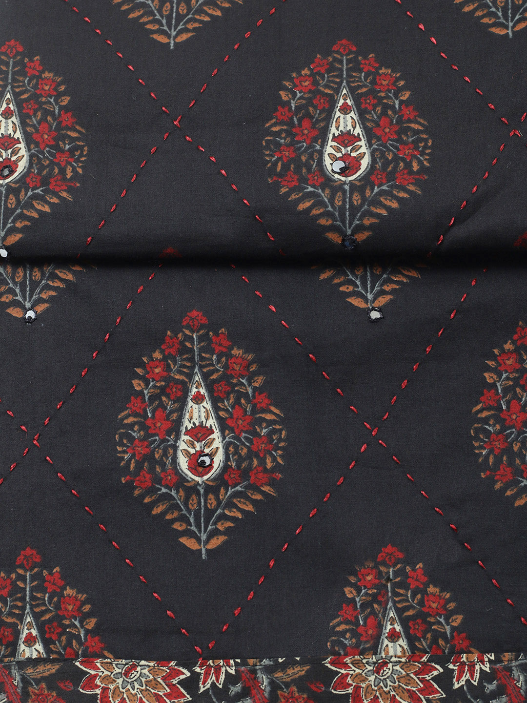 Embroidered Cotton Blend Unstitched Suit With Pant &amp; Dupatta