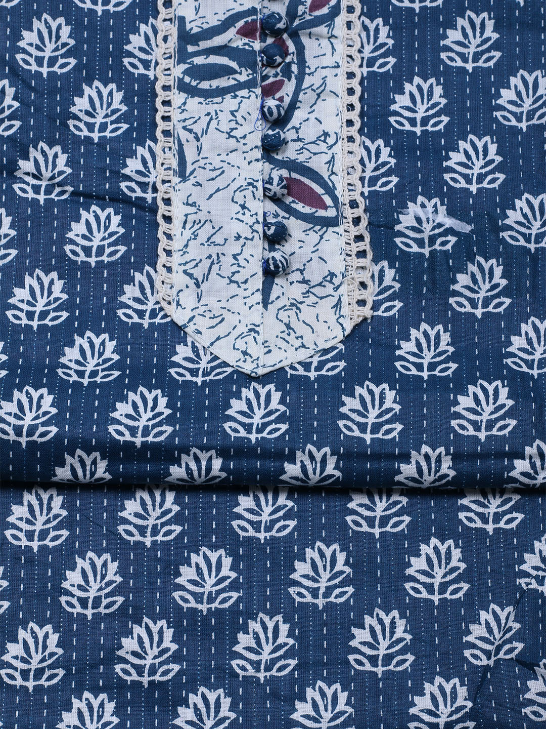 Printed Cotton Blend Unstitched Suit With Dupatta