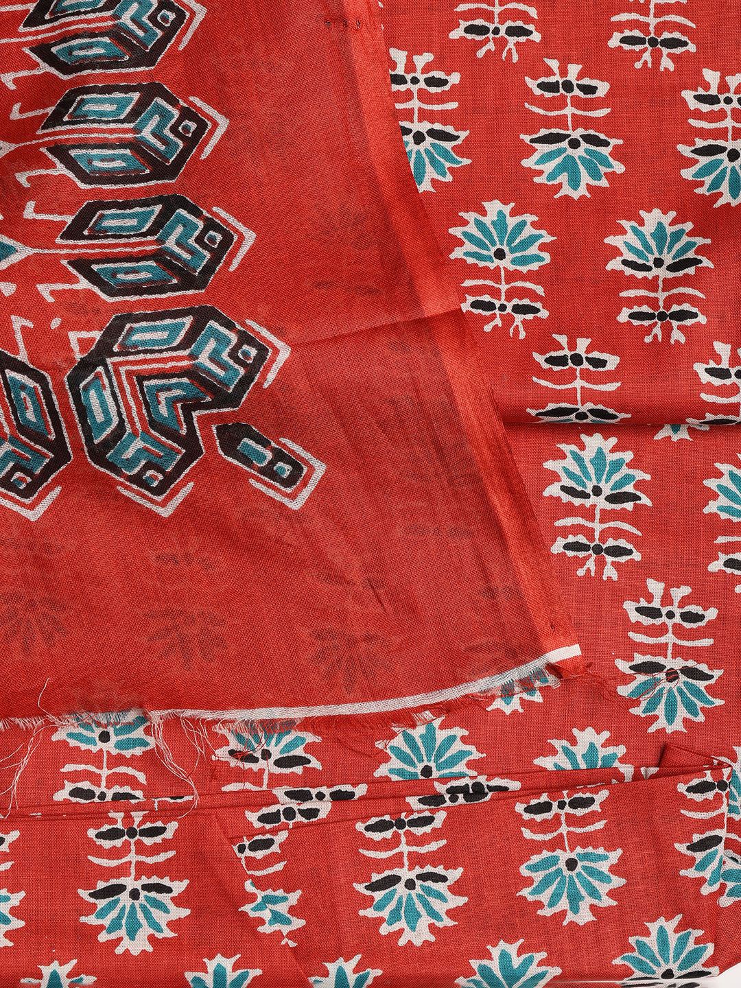 Printed Cotton Blend Unstitched Suit With Dupatta