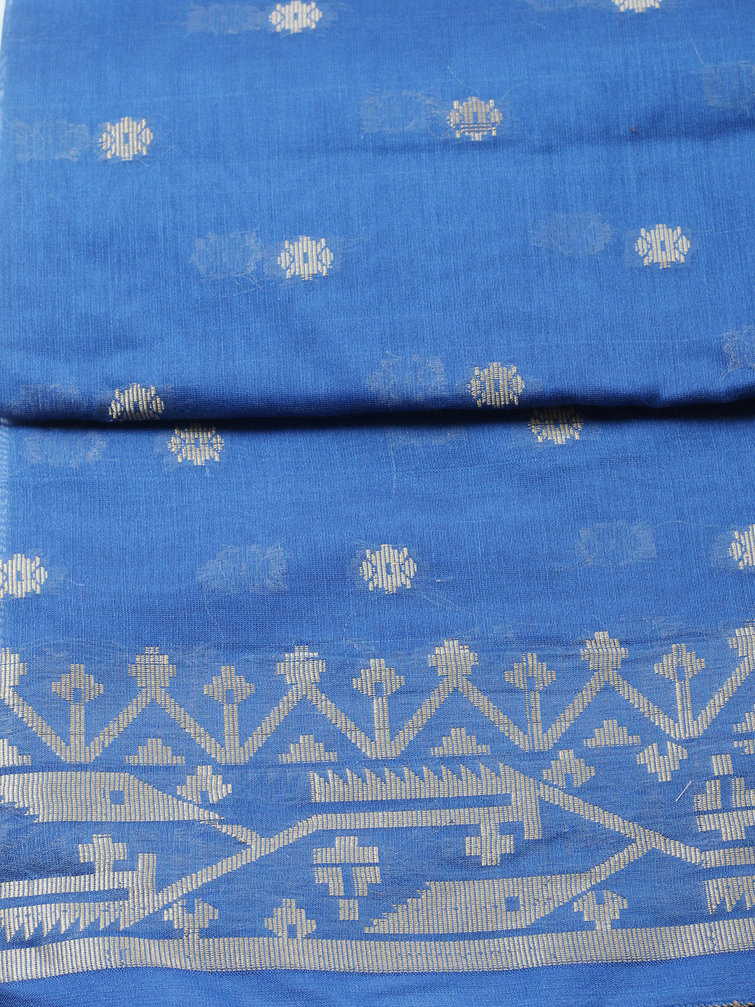Printed Chanderi Unstitched Suit With Pant &amp; Dupatta