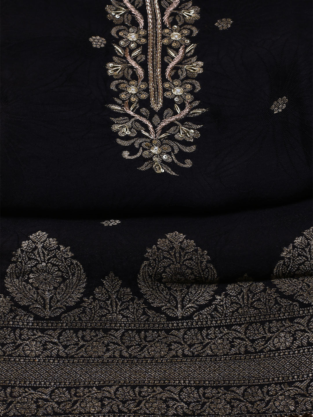 Kanjeevaram Chanderi Unstitched Suit With Dupatta