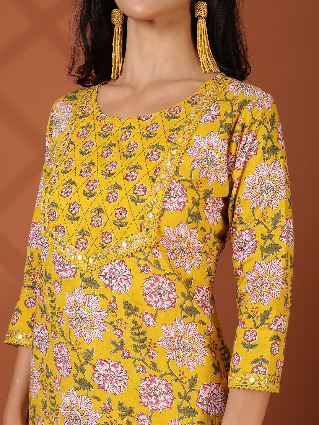 Printed Cotton Blend Kurta With Pant &amp; Dupatta