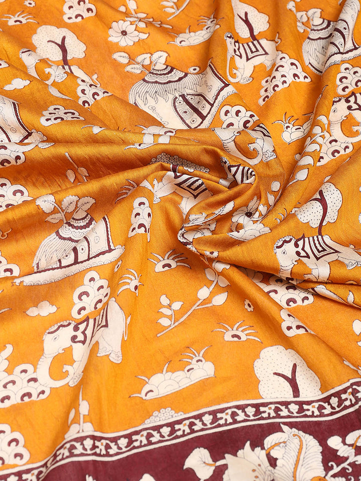 Digital Printed Cotton Blend Woven Saree