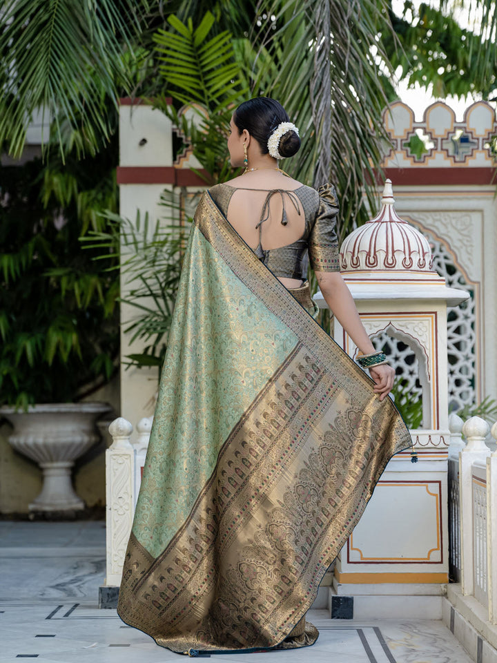 Woven Design Meenakari Kanjivaram Silk Saree