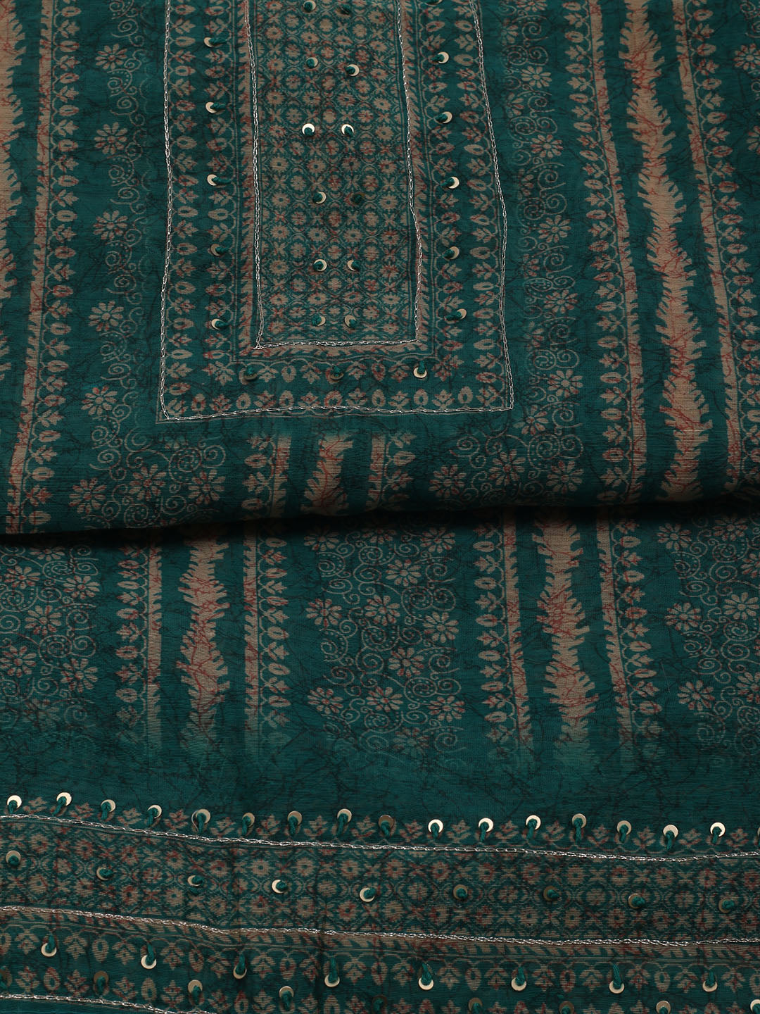Printed Chanderi Unstitched Suit With Dupatta
