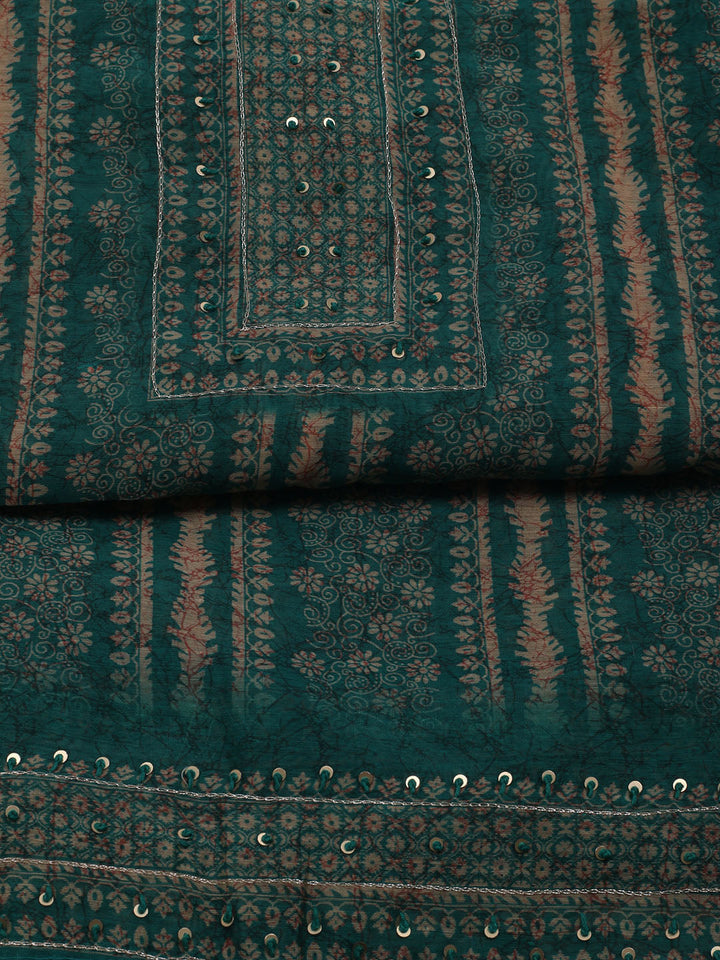 Printed Chanderi Unstitched Suit With Dupatta