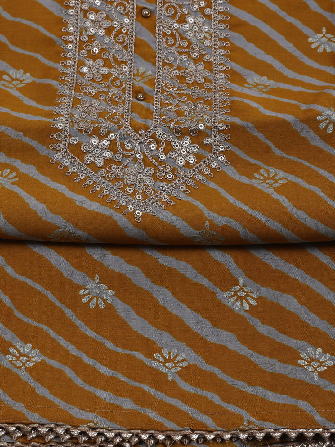 Neck Embroidered Cotton Blend Unstitched Suit With Dupatta