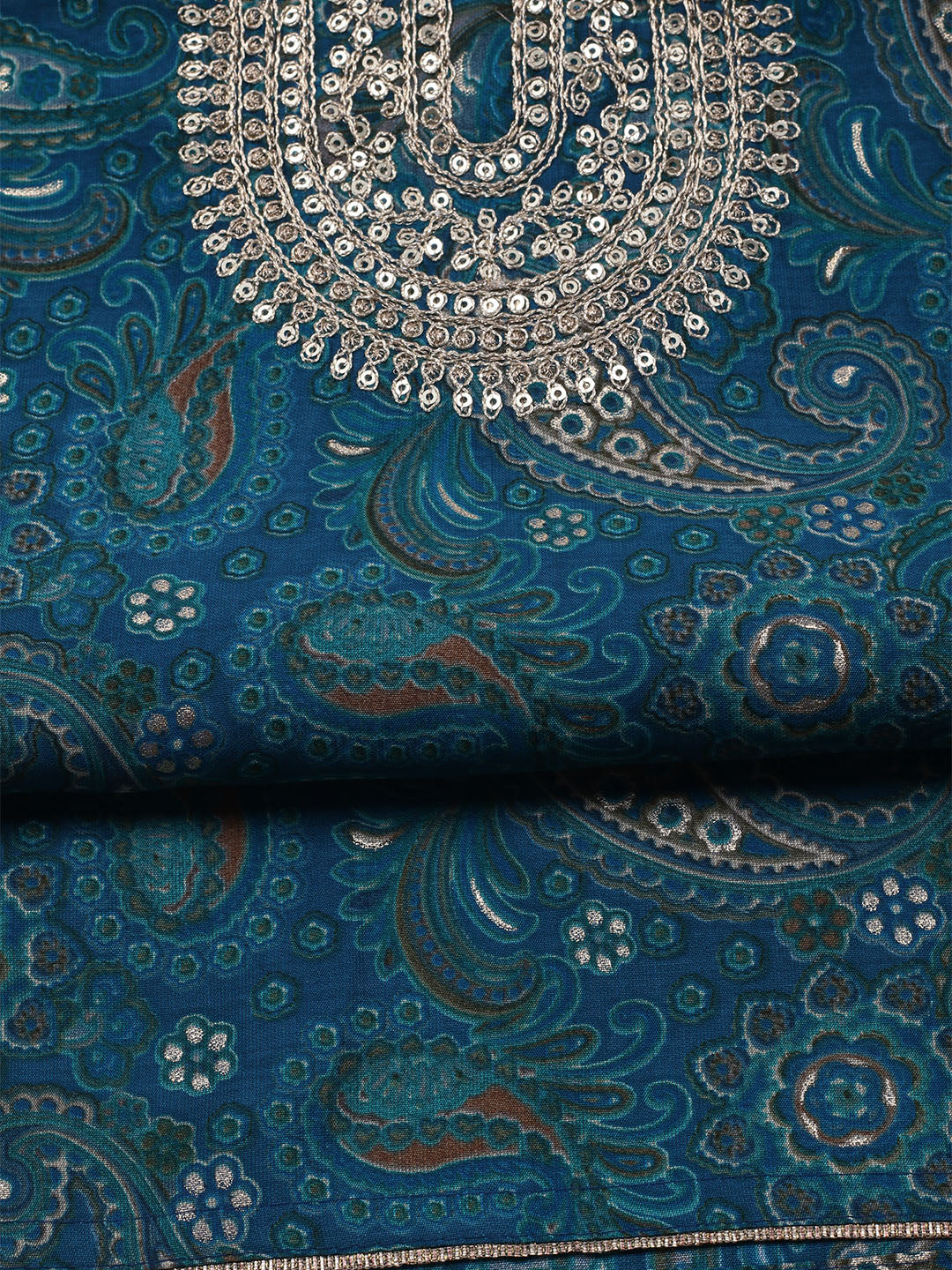 Neck Embroidered Cotton Blend Unstitched Suit With Dupatta