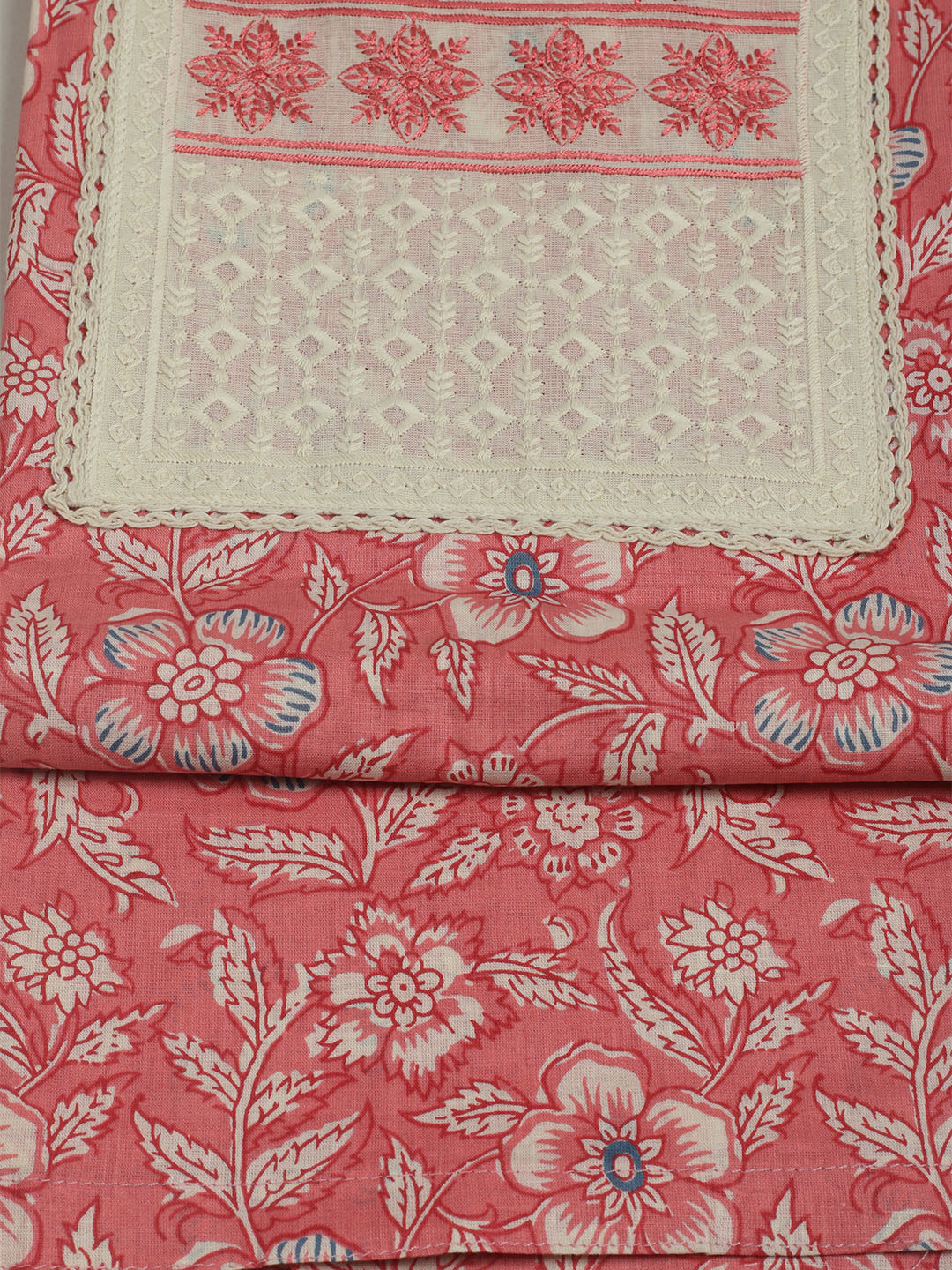Printed Cotton Unstitched Suit With Pant &amp; Dupatta