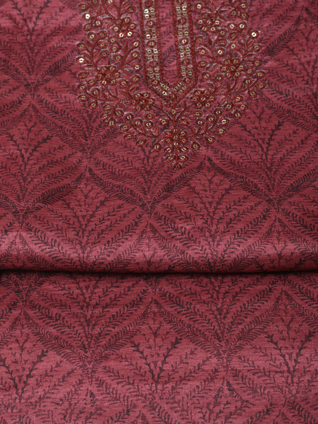 Embroidered Cotton Unstitched Suit With Pant &amp; Dupatta