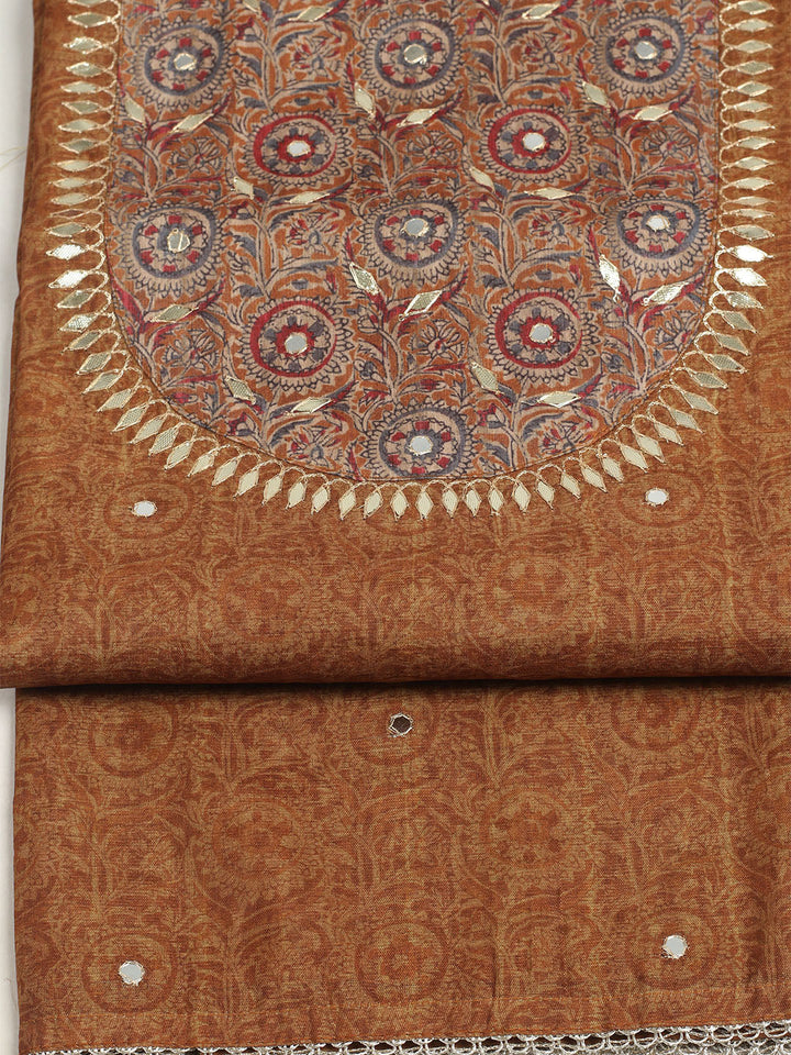 Embroidered Tussar Unstitched Suit With Dupatta