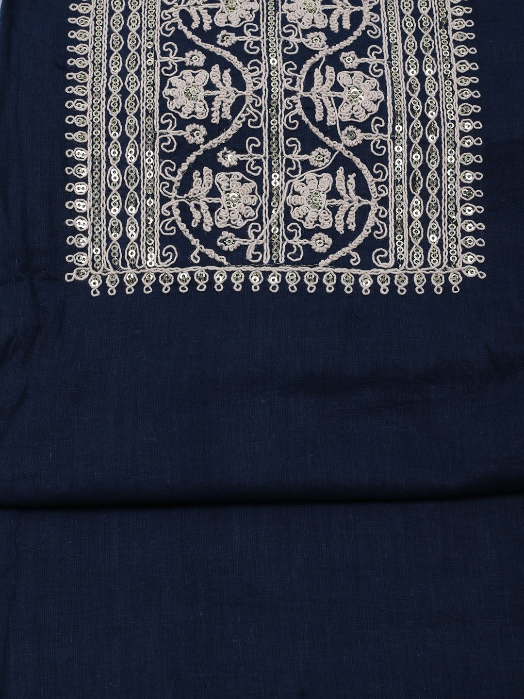 Neck Embroidered Cotton Blend Unstitched Suit With Dupatta