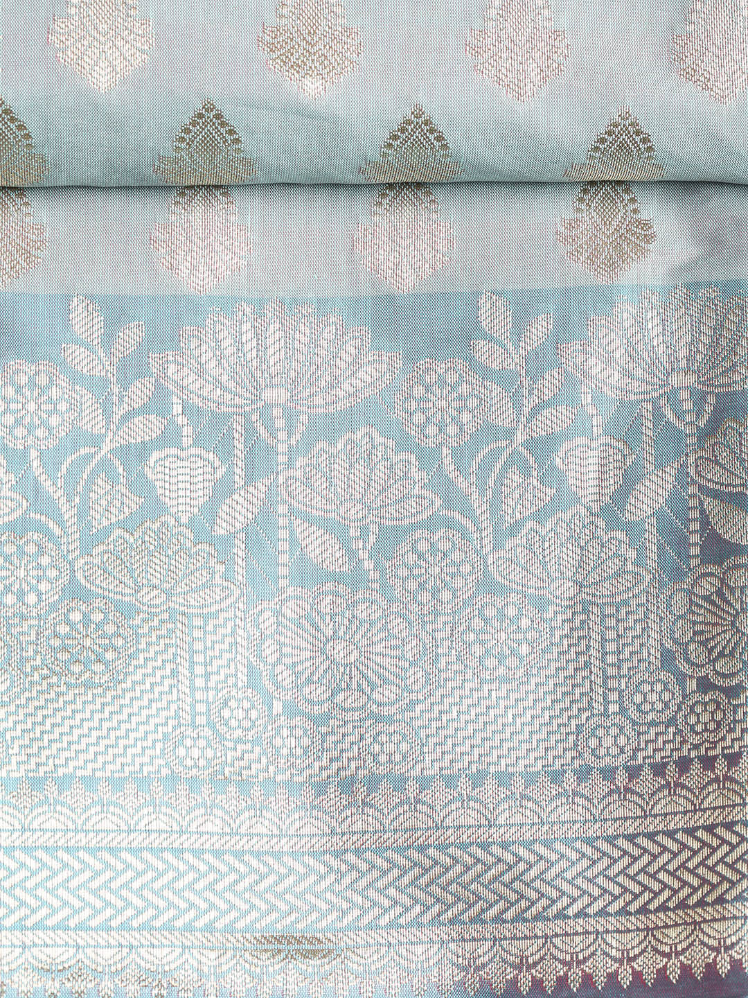 Woven Banarasi Chanderi Unstitched Suit With Dupatta