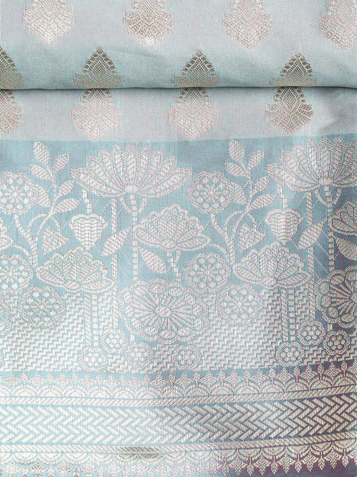 Woven Banarasi Chanderi Unstitched Suit With Dupatta