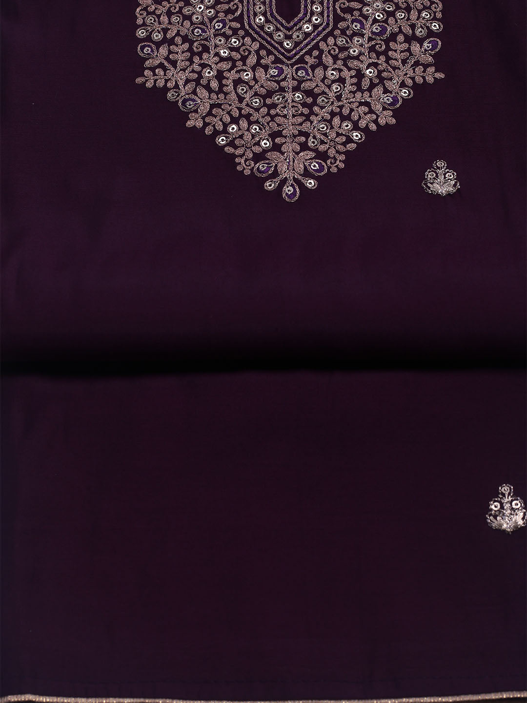 Embroidered Chanderi Unstitched Suit With Dupatta