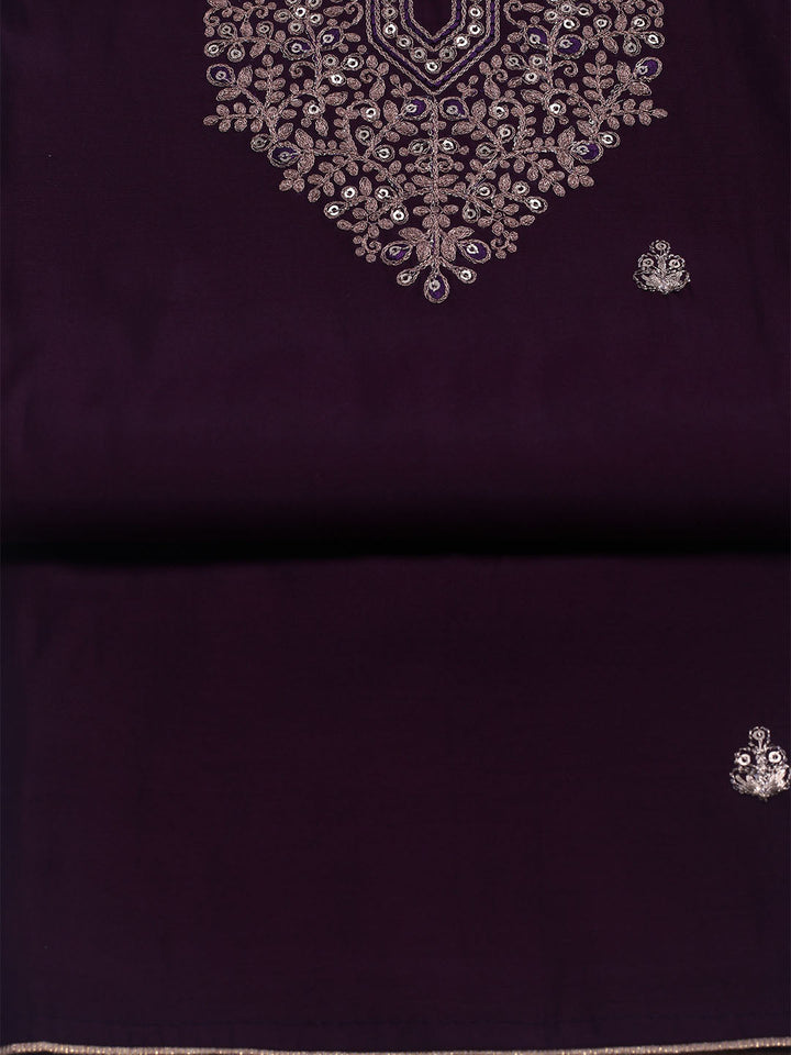 Embroidered Chanderi Unstitched Suit With Dupatta