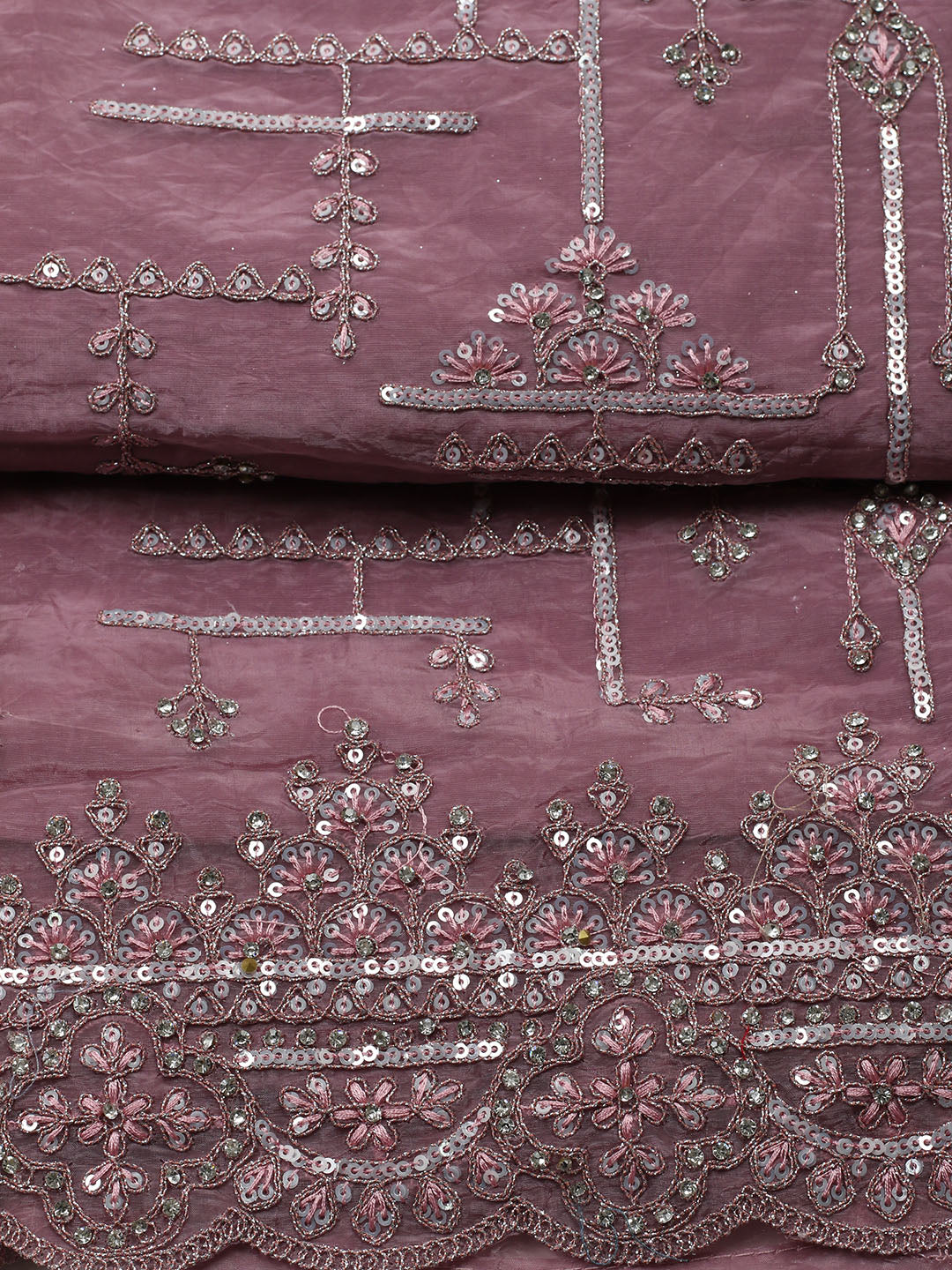 Embroidered Organza Unstitched Suit With Pant &amp; Dupatta