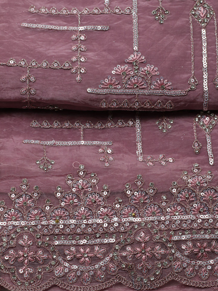 Embroidered Organza Unstitched Suit With Pant &amp; Dupatta