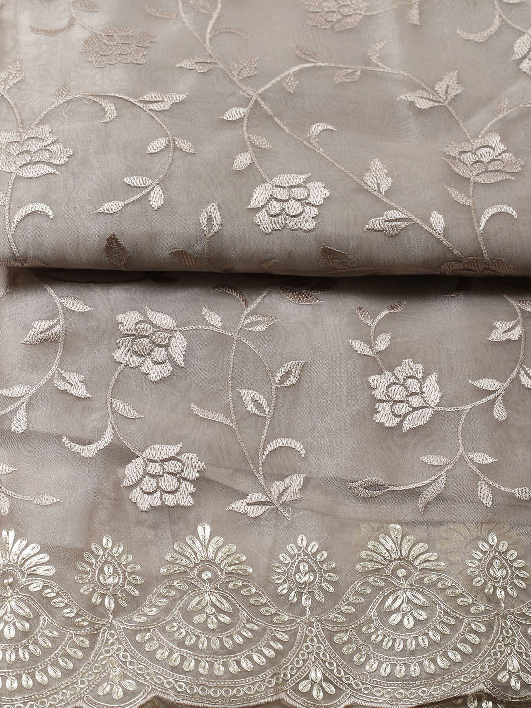 Embroidered Tissue Unstitched Suit With Pant &amp; Dupatta