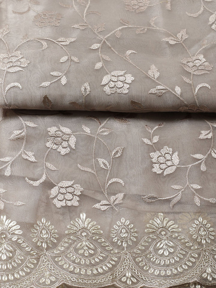 Embroidered Tissue Unstitched Suit With Pant &amp; Dupatta
