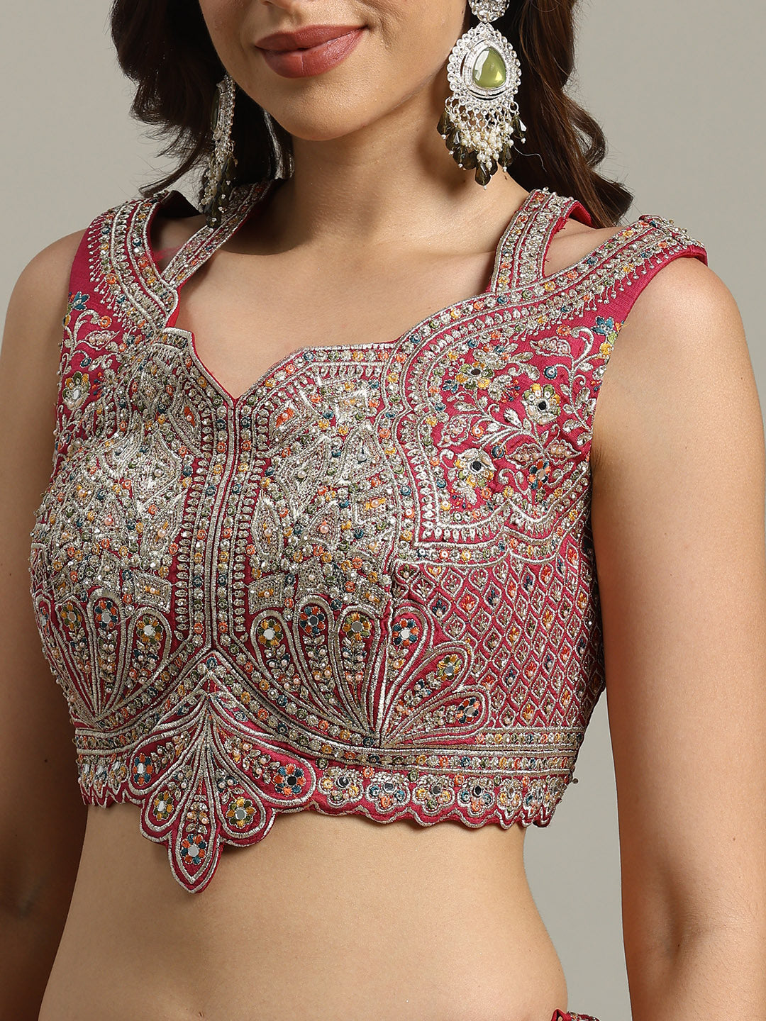 Multi Kali Art Silk Choli With Lehenga &amp; Dupatta