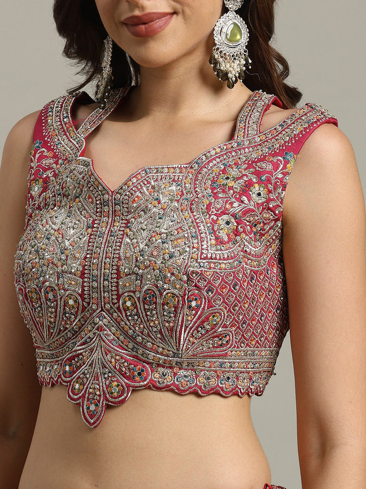 Multi Kali Art Silk Choli With Lehenga &amp; Dupatta