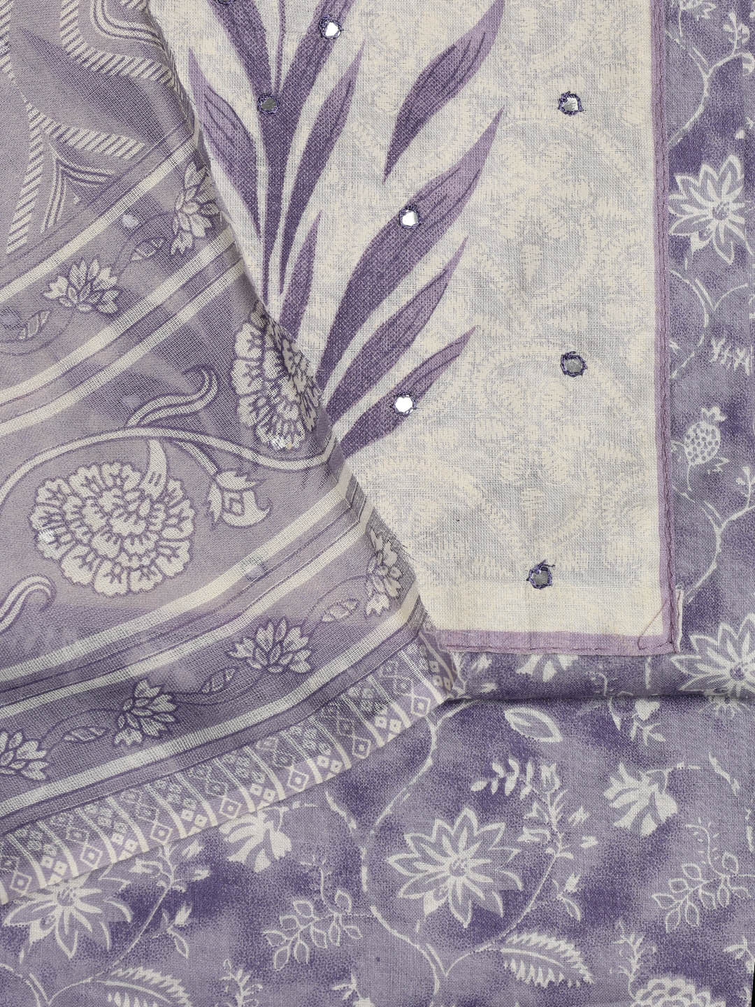 Neck Embroidered Cotton Blend Unstitched Suit With Dupatta