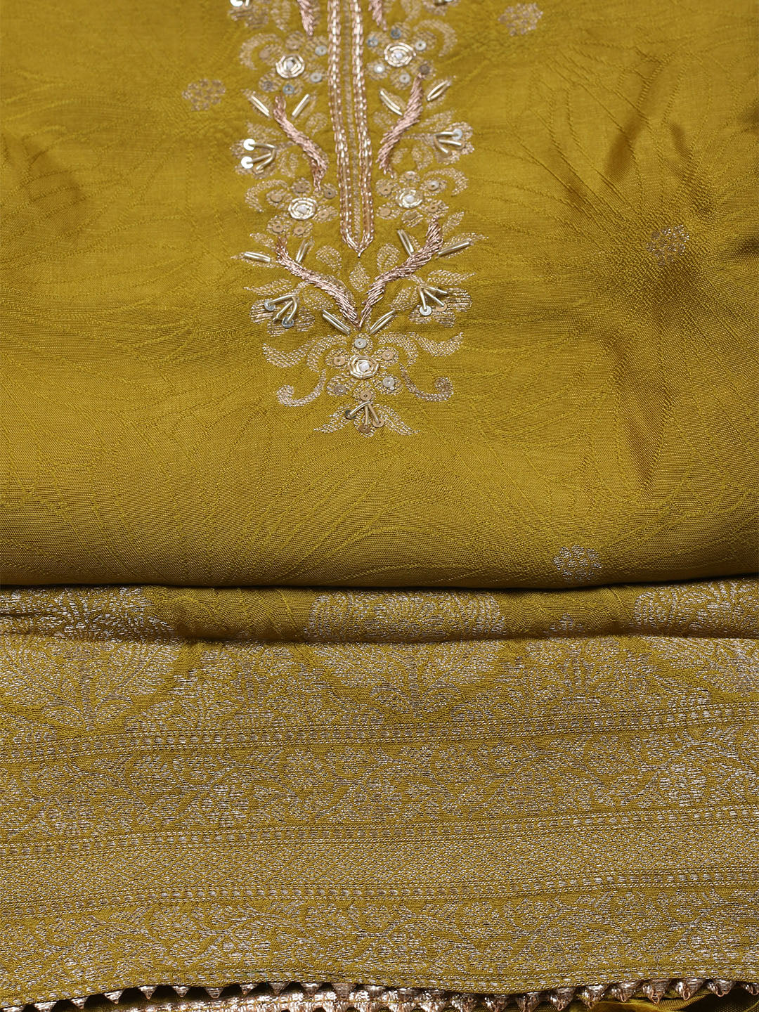 Kanjeevaram Chanderi Unstitched Suit With Dupatta