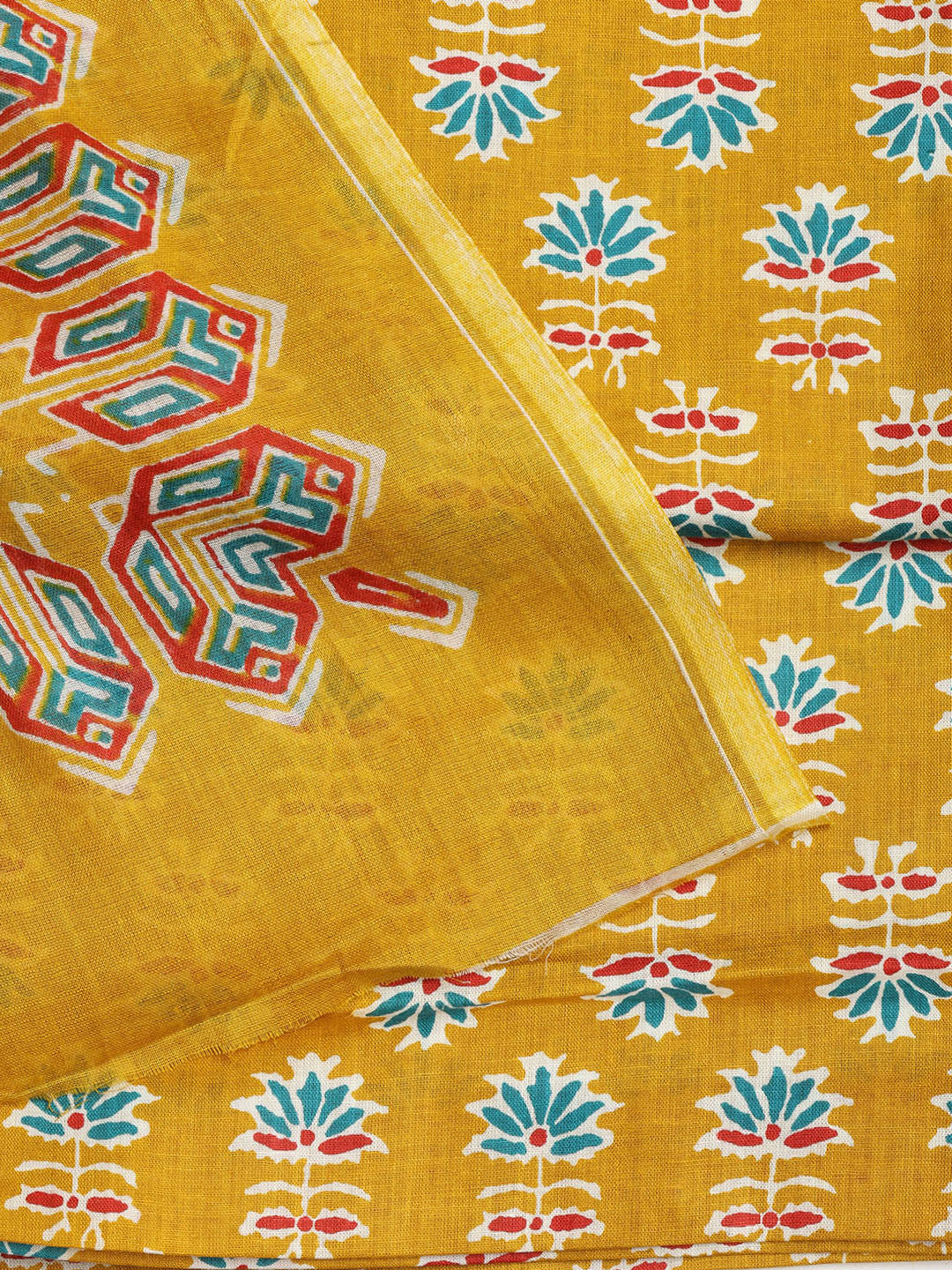 Printed Cotton Blend Unstitched Suit With Dupatta