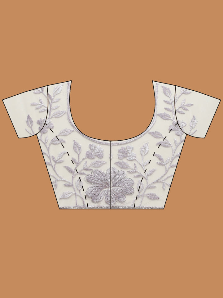 Sequence Embroidery Net Saree