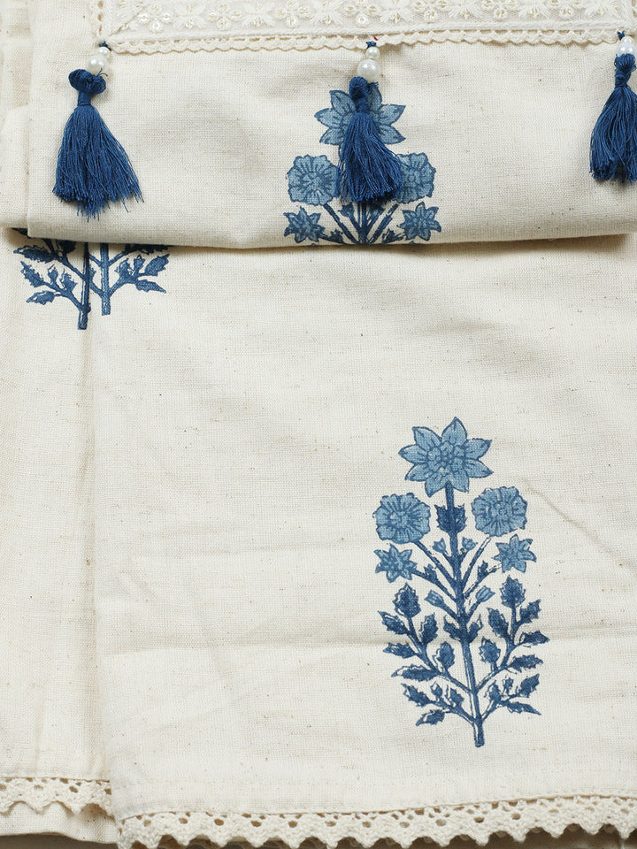Printed Cotton Blend Unstitched Suit With Pant Dupatta