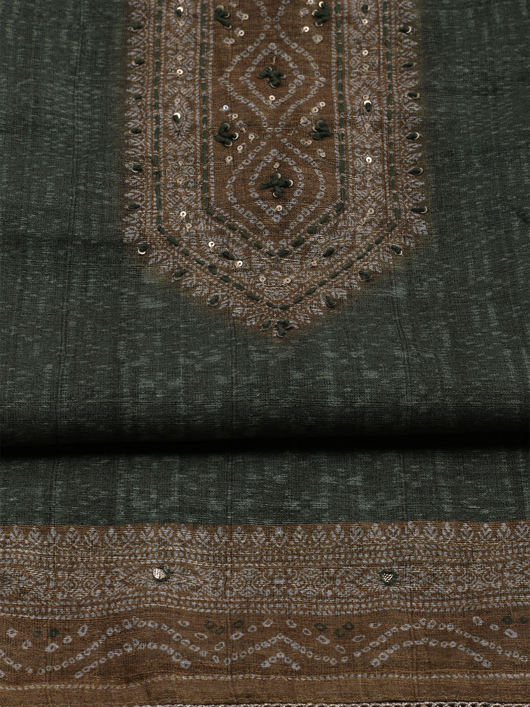 Printed Chanderi Unstitched Suit With Dupatta
