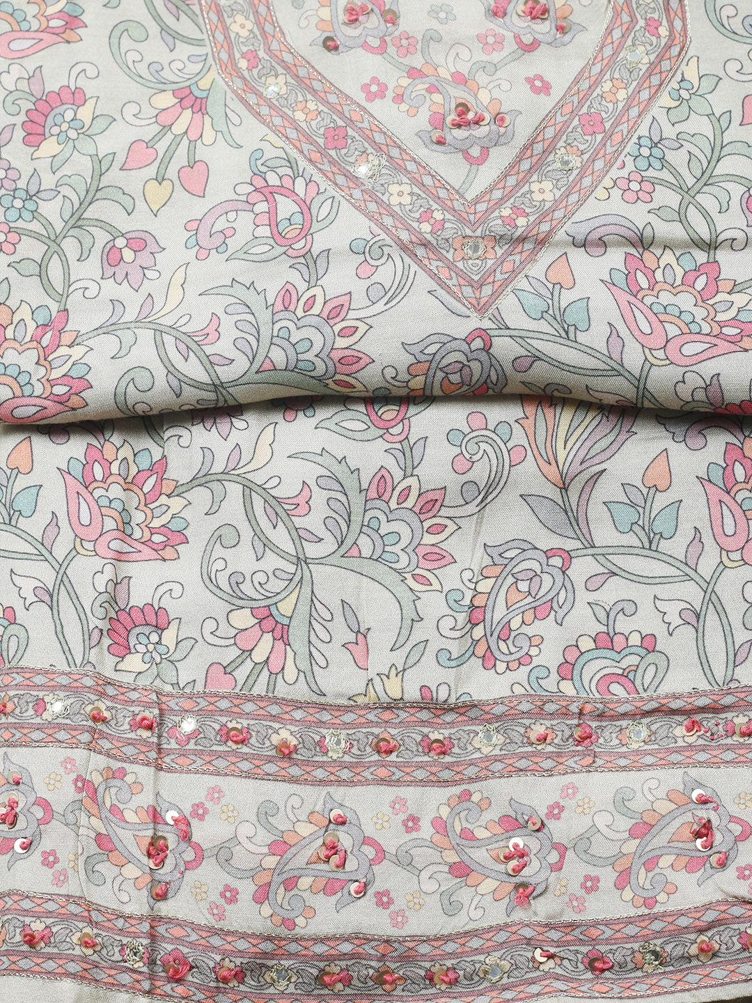 Printed Muslin Unstitched Suit With Pant &amp; Dupatta
