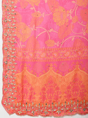 Neck Embroidered Organza Unstitched Suit Piece With Dupatta