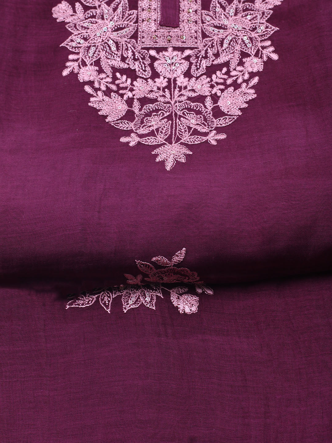 Embroidered Chanderi Unstitched Suit With Dupatta
