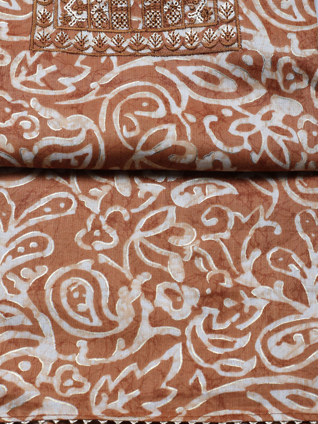 Embroidered Cotton Unstitched Suit With Pant &amp; Dupatta