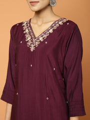 Plain Muslin Kurta With Pants & Dupatta