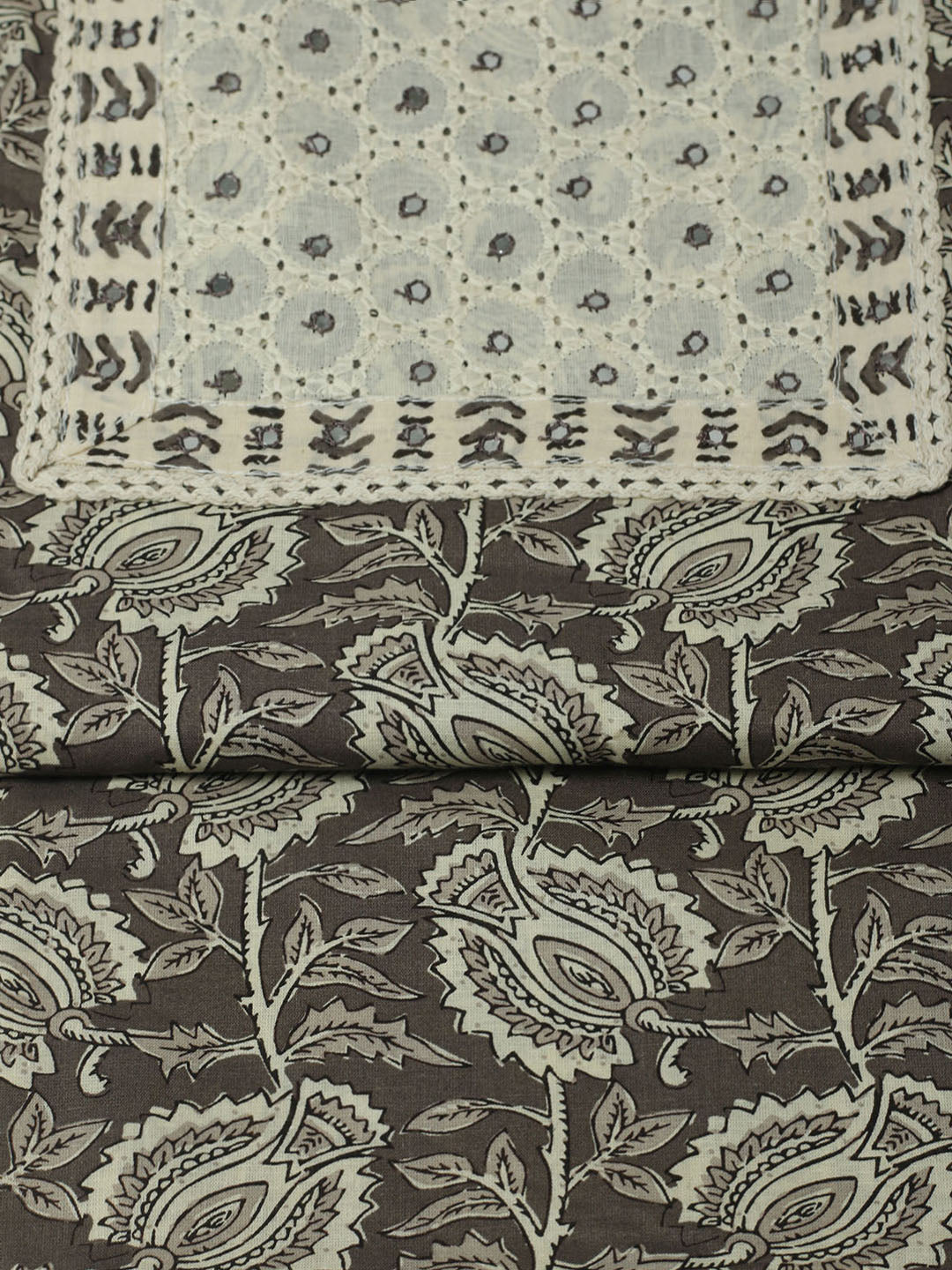 Printed Cotton Unstitched Suits Printed Suit With Pant &amp; Dupatta