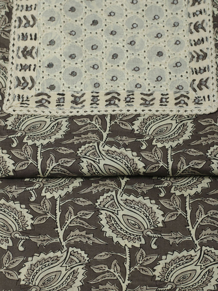 Printed Cotton Unstitched Suits Printed Suit With Pant &amp; Dupatta
