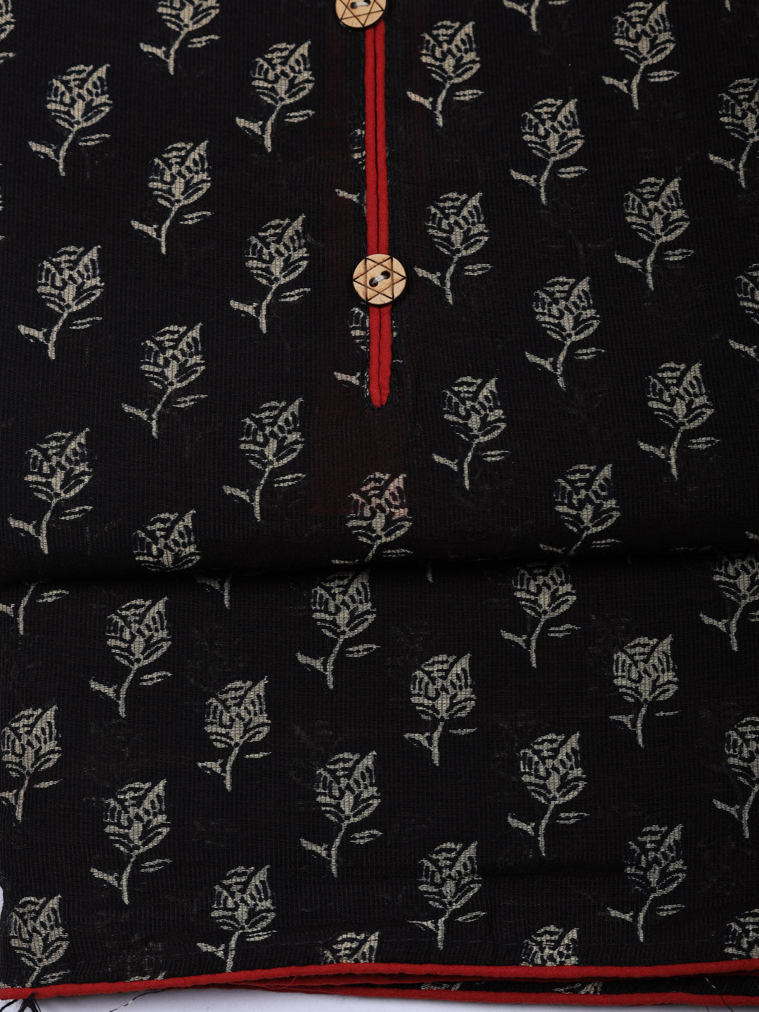 Embroidered Cotton Blend Unstitched Suit With Pant &amp; Dupatta