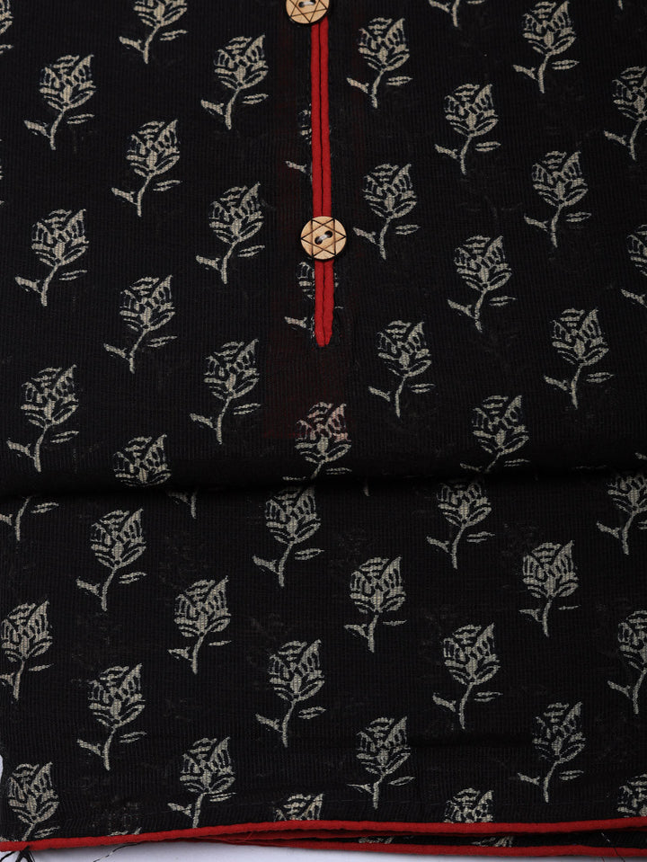 Embroidered Cotton Blend Unstitched Suit With Pant &amp; Dupatta