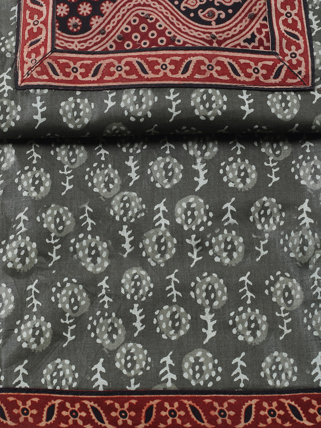 Printed Cotton Blend Unstitched Suit With Pant &amp; Dupatta
