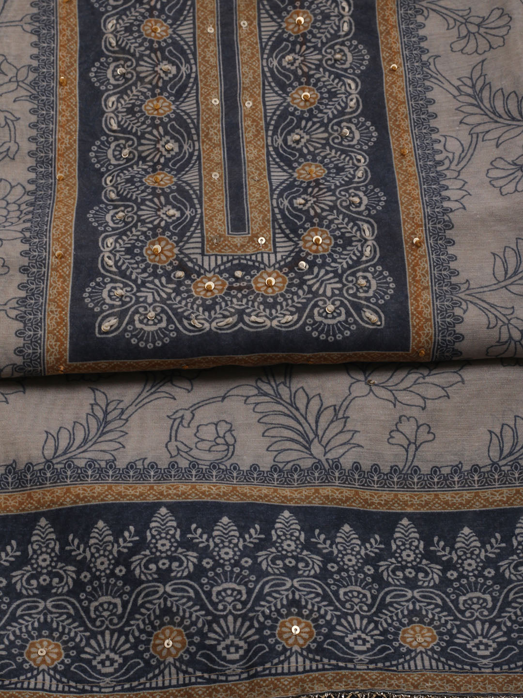 Printed Chanderi Unstitched Suit With Dupatta