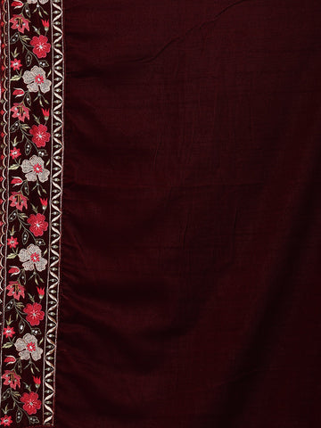 Neck Embroidered Velvet Unstitched Suit Piece With Dupatta