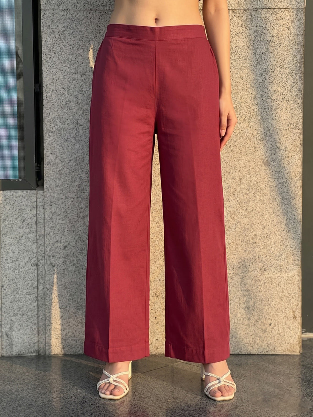 Maroon Printed Cotton Blend Kurta With Pant &amp; Dupatta