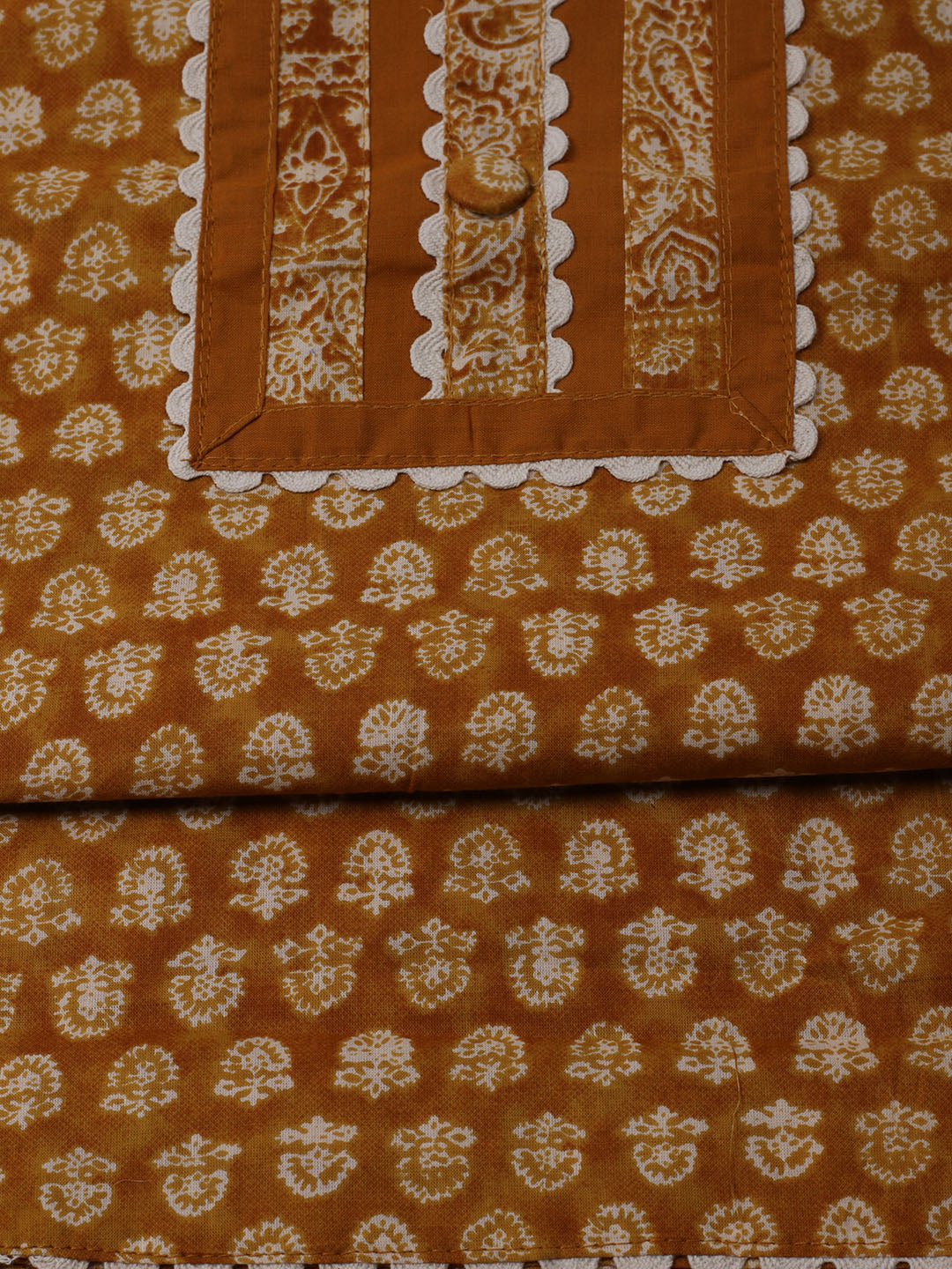 Printed Cotton Blend Unstitched Suit With Dupatta