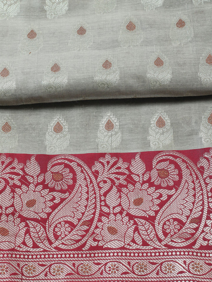 Woven Design Chanderi Unstitched Suit With Pant &amp; Dupatta