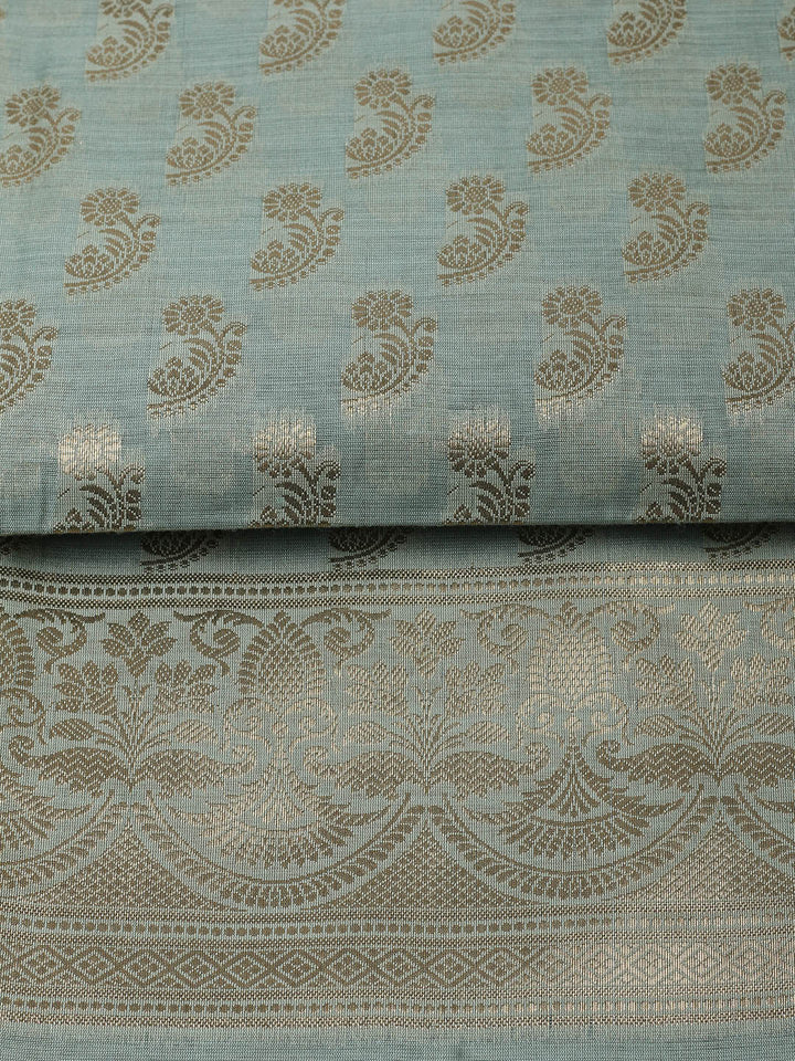 Woven Design Chanderi Unstitched Suit With Pant &amp; Dupatta